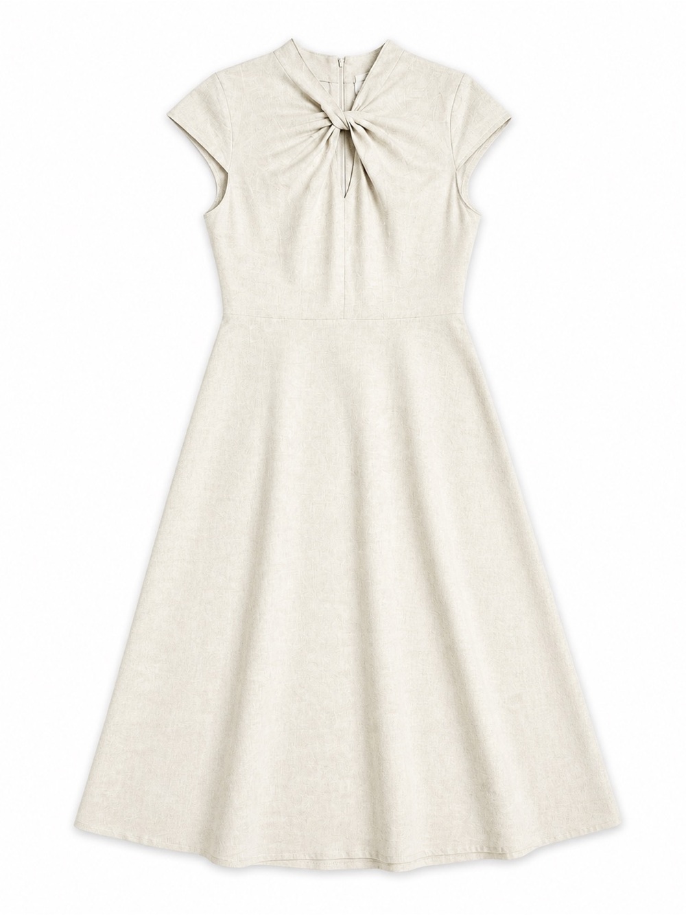 MOTF | Linen Blend A-Line Knot-Front Cap-Sleeve Dress Modern Minimal Capsule